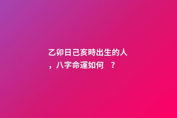 乙卯日己亥時出生的人，八字命運如何？